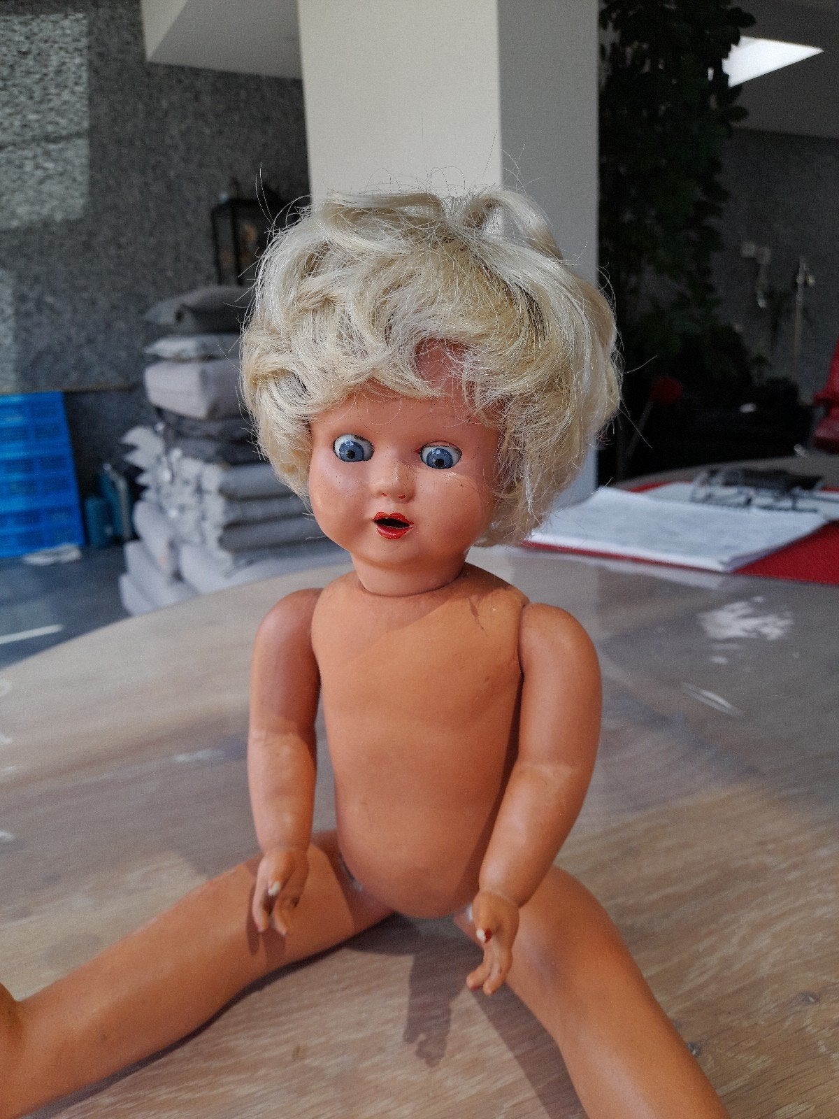 antiek popje met los pruikje, Ophalen of Verzenden