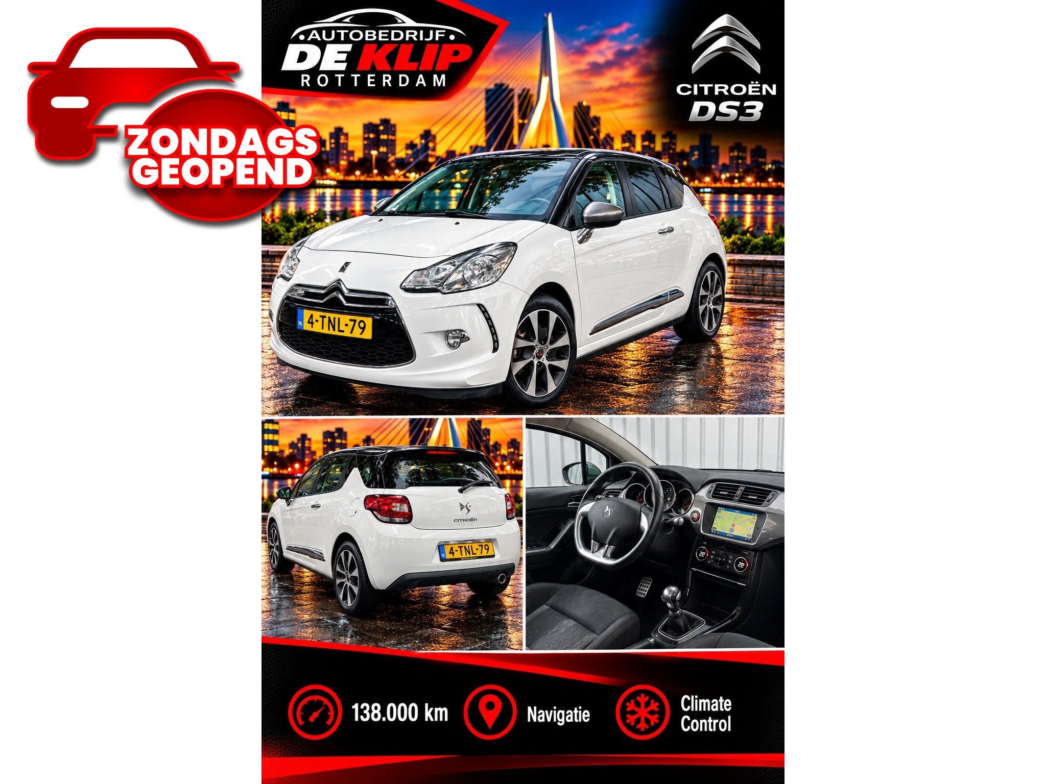 Citroen DS3 1.2 VTi So Chic|Navigatie|138000KM|Climate Contr, Voorwielaandrijving, Stof, Gebruikt, 1199 cc