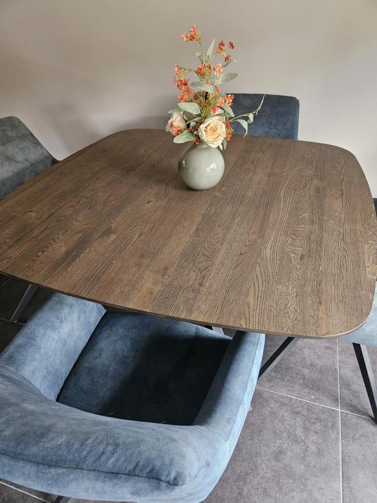 Eettafel + stoelen, Ophalen, Zo goed als nieuw, Rechthoekig, 100 tot 150 cm