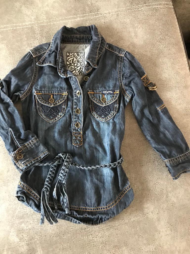 zgan spijkerjurk van vingino maat 4 = 98/104, Kinderen en Baby's, Kinderkleding | Maat 98, Zo goed als nieuw, Meisje, Jurk of Rok