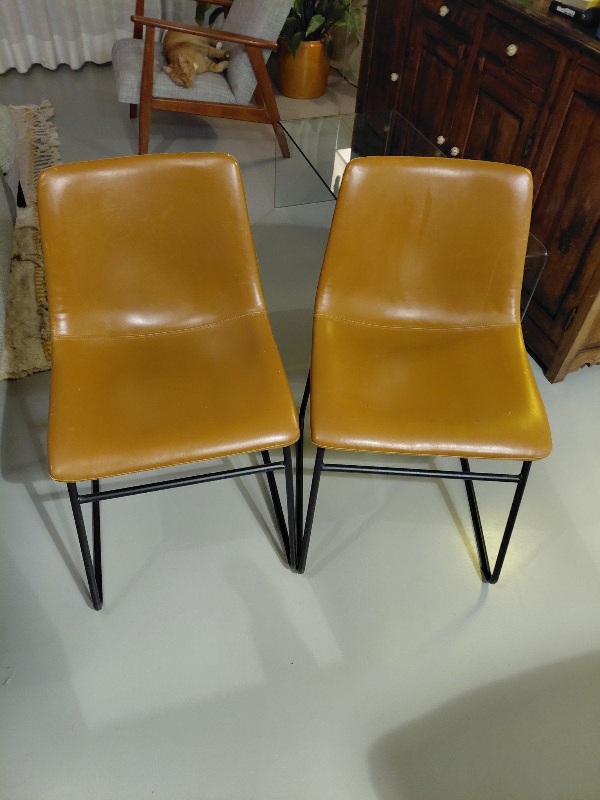 2x Bruine stoel met kunstleren bekleding, Huis en Inrichting, Ophalen, Twee, Bruin, Kunststof