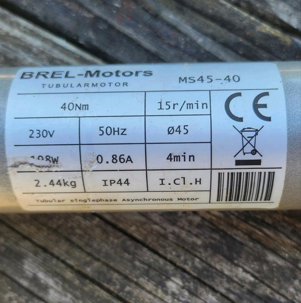 Brel buismotor voor zonnescherm of rolluik, Gebruikt, Minder dan 100 cm, Ophalen of Verzenden, Minder dan 100 cm
