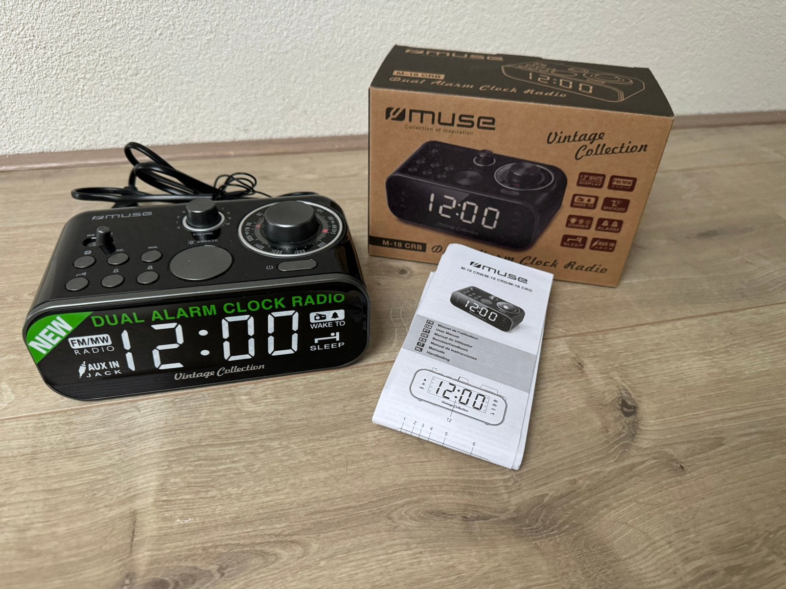 Muse M-18 CRB Dual Alarm Clock Radio zwart, Ophalen of Verzenden, Zo goed als nieuw, Digitaal