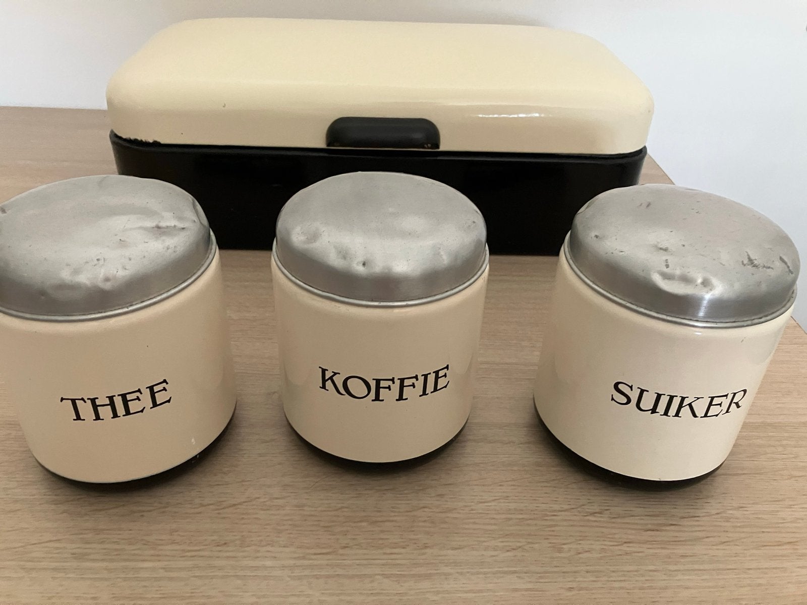 Vintage Brabantia broodtrommel en voorraadpotten set, Ophalen