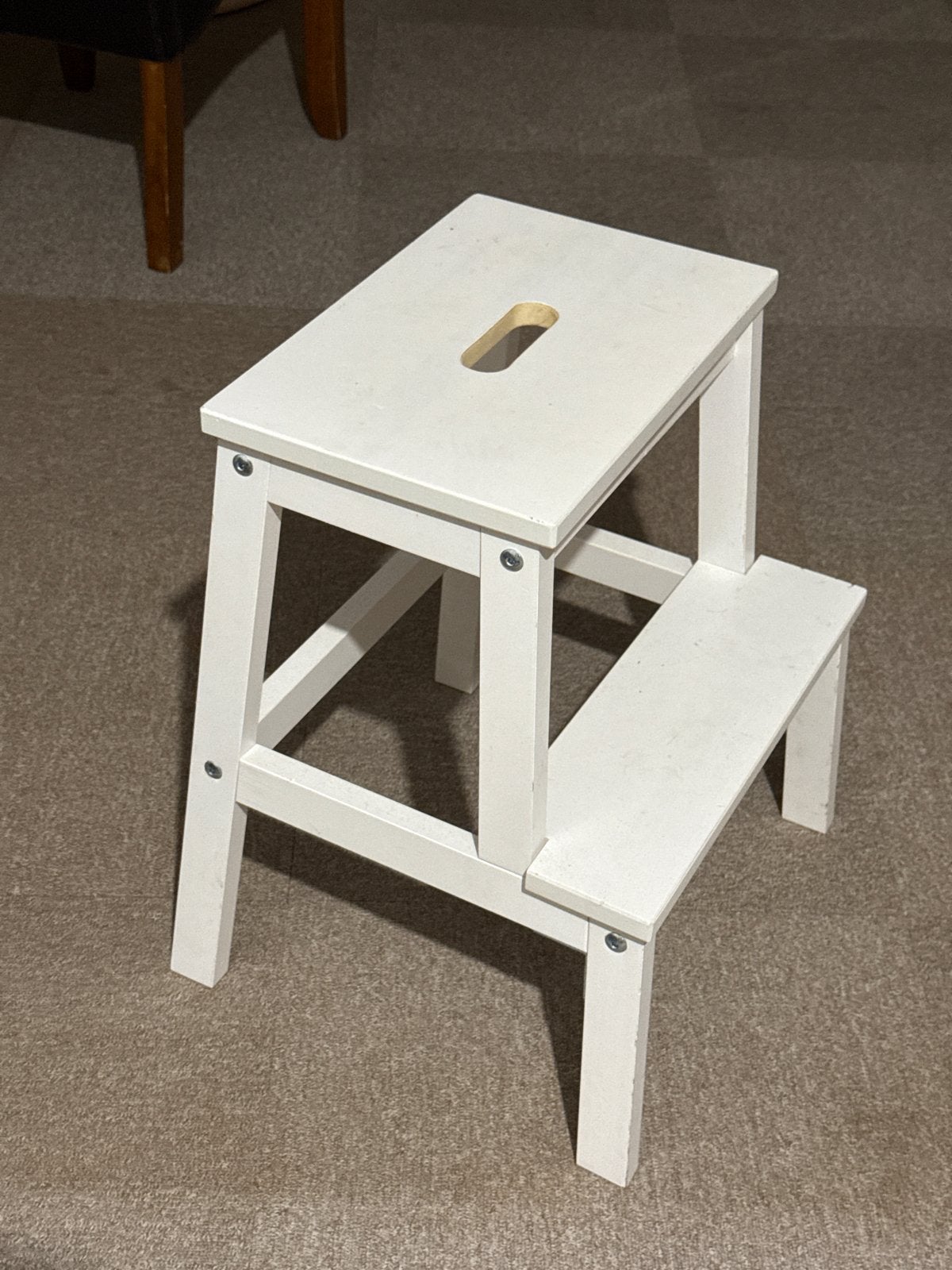 Witte 2-trede kruk - 50 cm hoog, Ophalen, Gebruikt