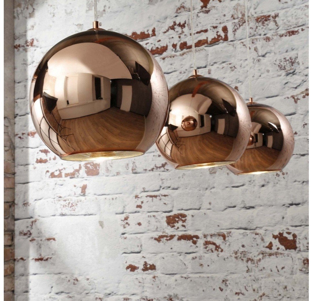 Moderne Hanglamp Bodhi Koperkleurig Glas 3-lichts Bol, Ophalen