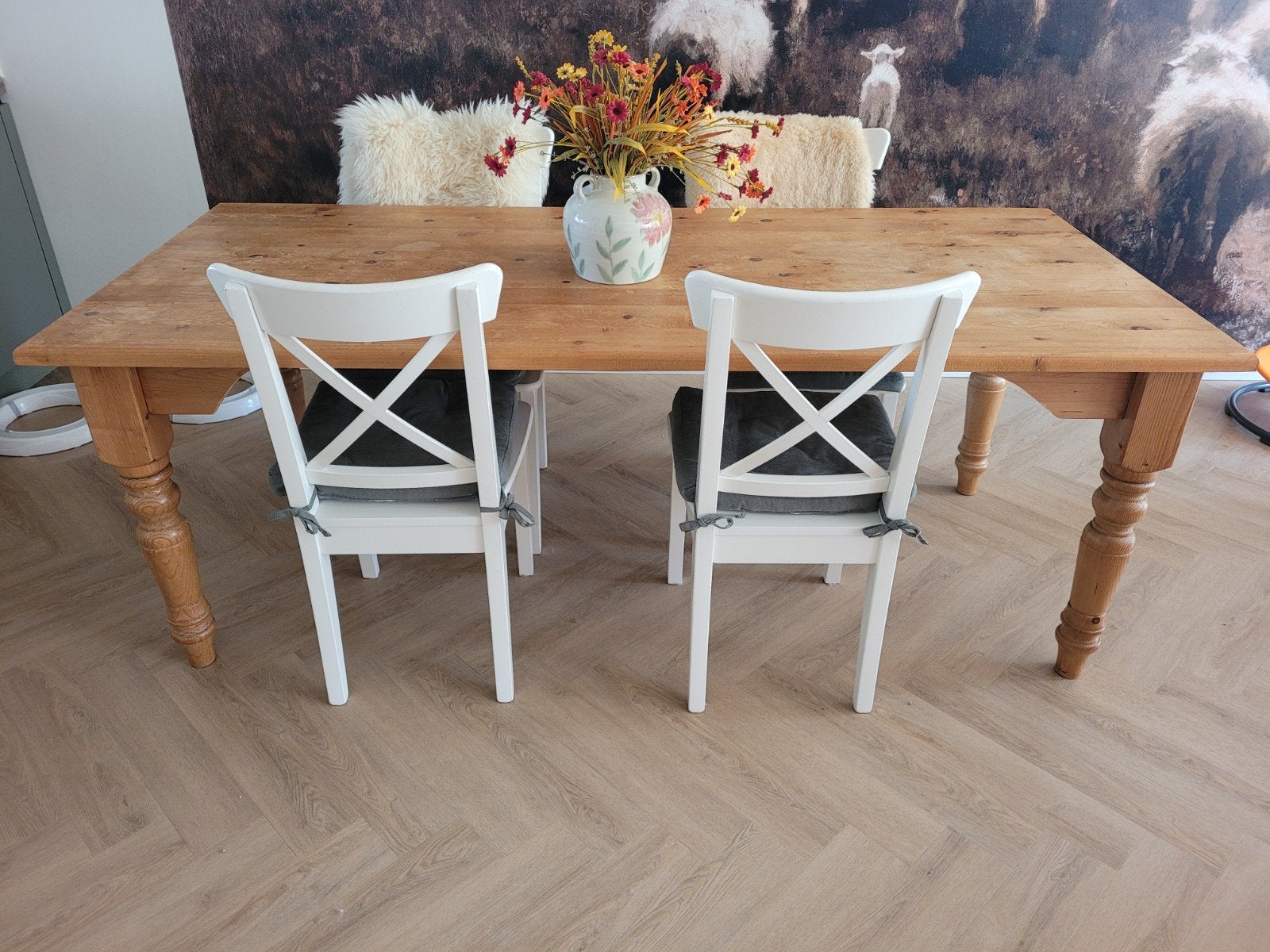 6x IKEA houten Ingolf stoelen wit, Huis en Inrichting, Stoelen, Ophalen, Wit, Hout, Vijf, Zes of meer stoelen