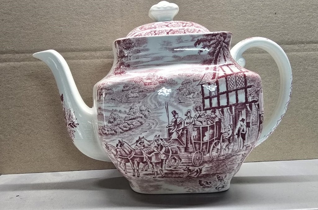 Vintage theepot met koetsmotief, Antiek en Kunst, Ophalen