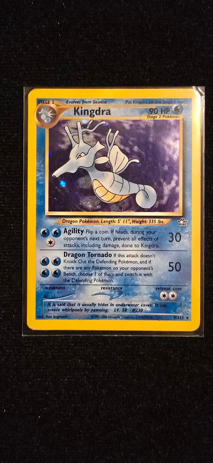 Kingdra Holo Rare Neo Genesis 8/111 Pokémon Kaart, Ophalen of Verzenden, Gebruikt, Losse kaart, Foil