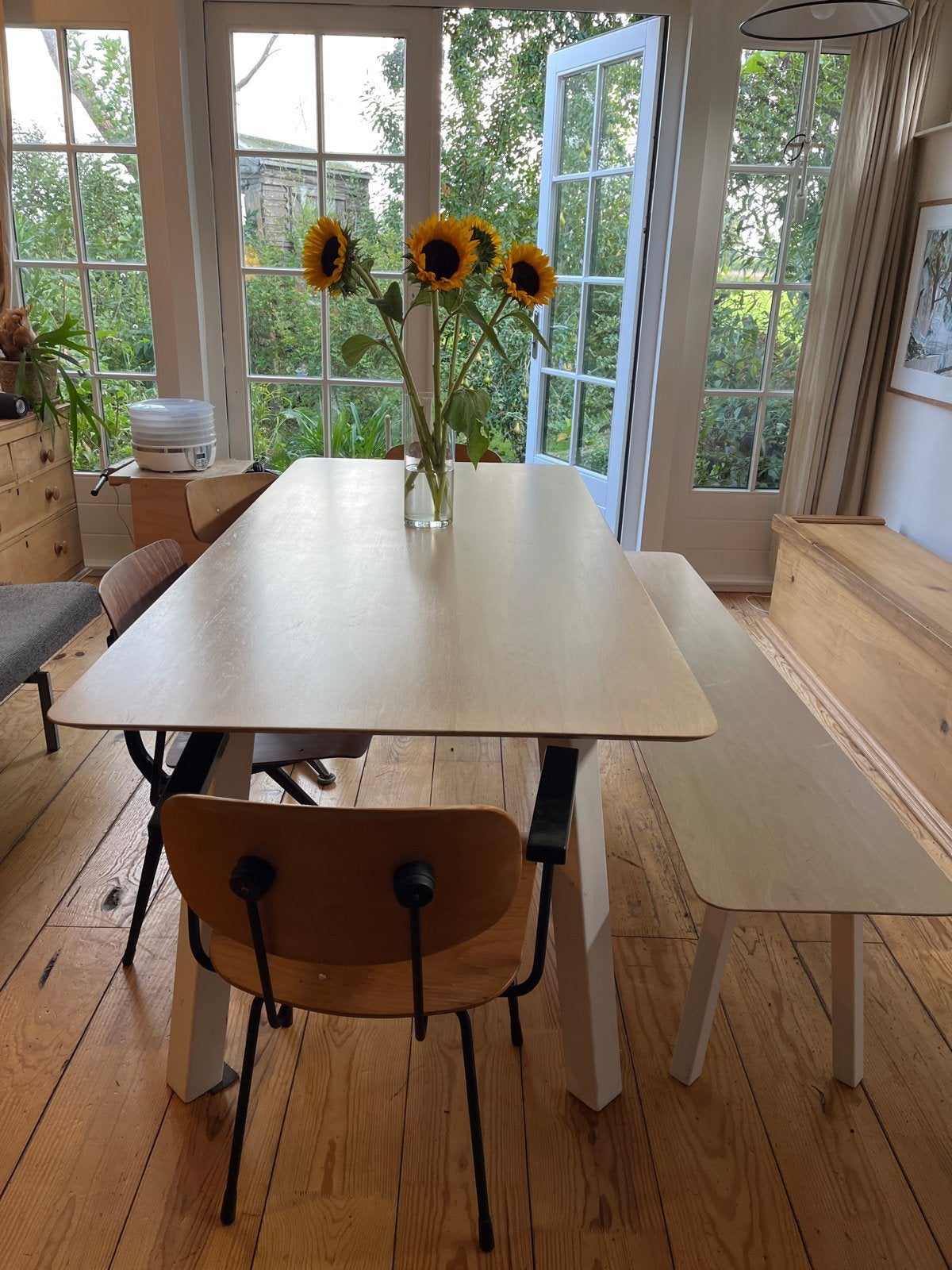 Studio Henk eettafel en bank (90x200, 40x200), Huis en Inrichting, Tafels | Eettafels, Gebruikt, 150 tot 200 cm, Rechthoekig, 50 tot 100 cm