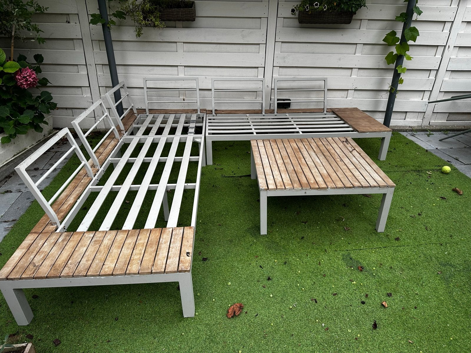 Kwantum Cannes Loungeset met kussens en tafel, Tuin en Terras, Tuinsets en Loungesets, Ophalen, 5 zitplaatsen, Gebruikt, Loungeset
