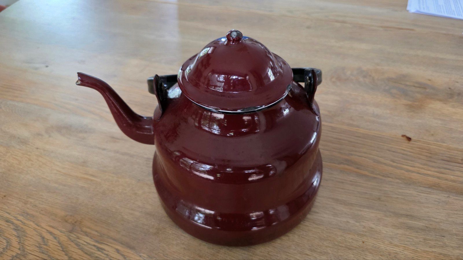 Vintage emaille fluitketel - Bordeauxrood, Antiek en Kunst, Ophalen of Verzenden