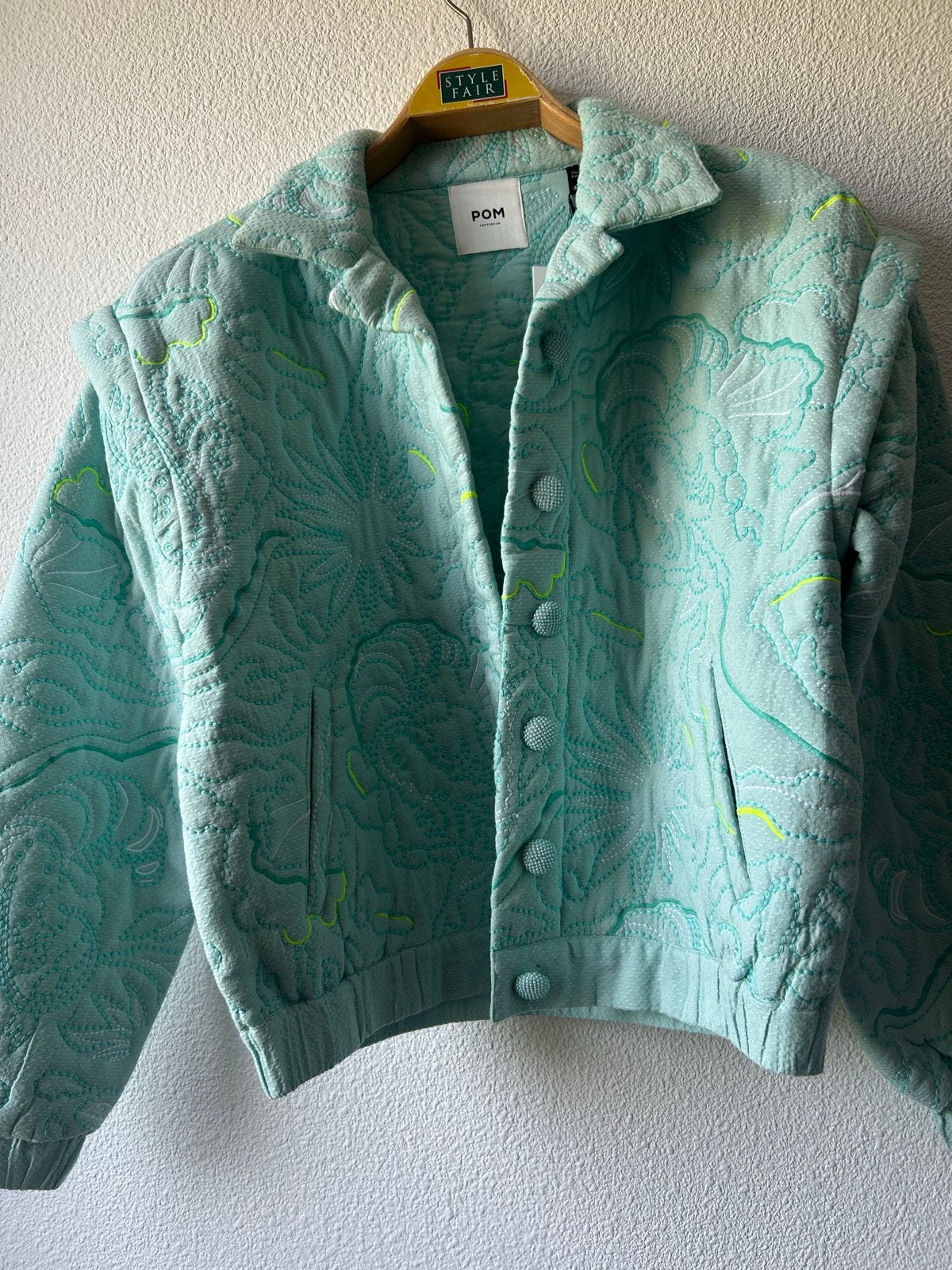 Nieuwe Pom Amsterdam Quilted Aqua Blue Jas Maat 36, Ophalen of Verzenden, Nieuw, Maat 36 (S), Blauw