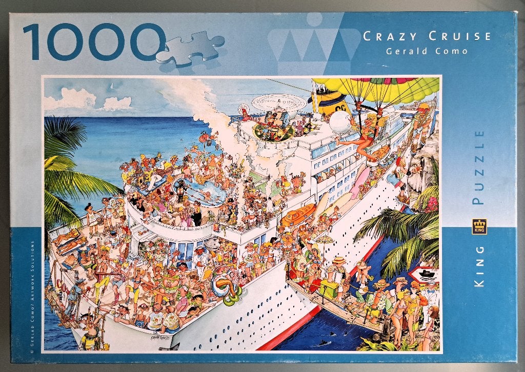 King puzzel Crazy Cruise 1000 stukjes Gerald Como nr: 1989, Ophalen, 500 t/m 1500 stukjes, Gebruikt, Legpuzzel