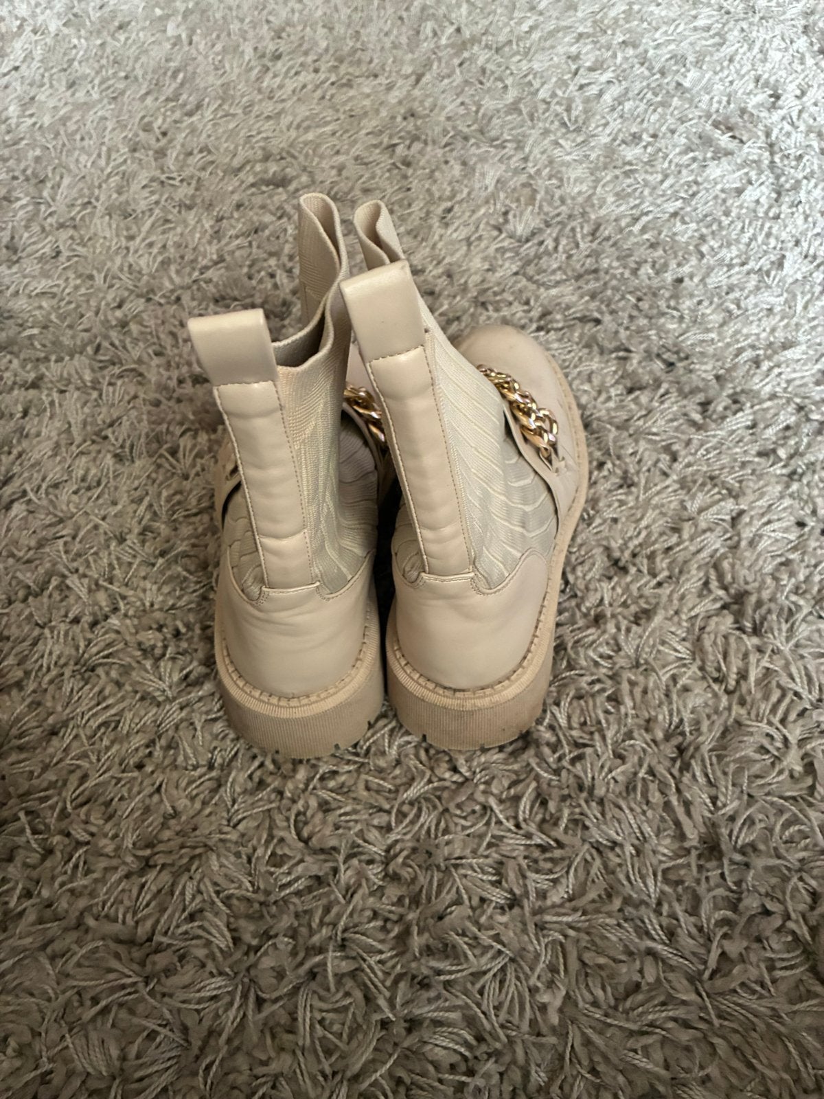 Crème Boots Maat 39 met Gouden Versiering, Ophalen of Verzenden, Beige, Lage of Enkellaarzen