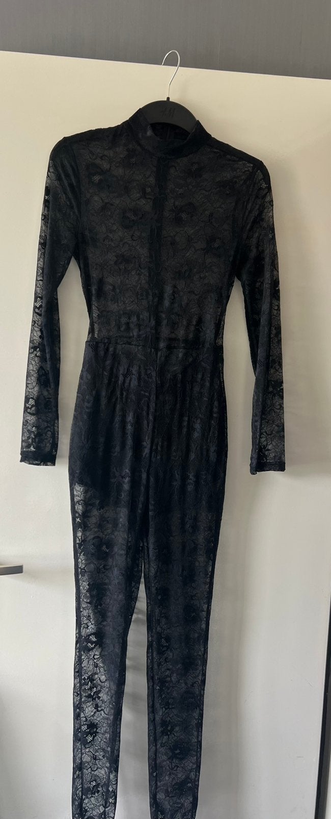 Zwart kanten catsuit Maat S, Kleding | Dames, Ophalen of Verzenden, Zo goed als nieuw, Maat 38/40 (M), Zwart