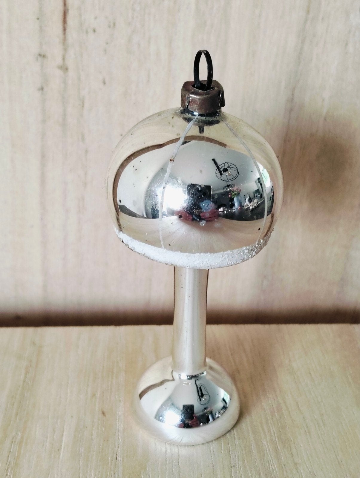 Antieke glazen kerstbal- tafellamp - lamp, Diversen, Kerst, Ophalen of Verzenden, Gebruikt