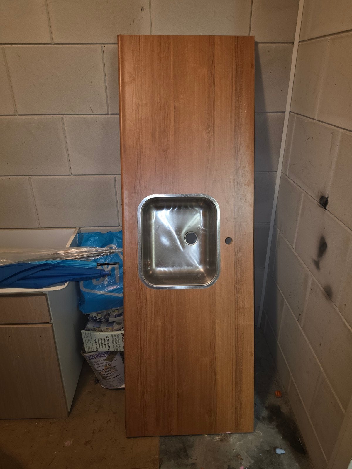 Houten aanrechtblad met spoelbak - 179x54cm, Hout, Ophalen of Verzenden, Bruin, Overige typen