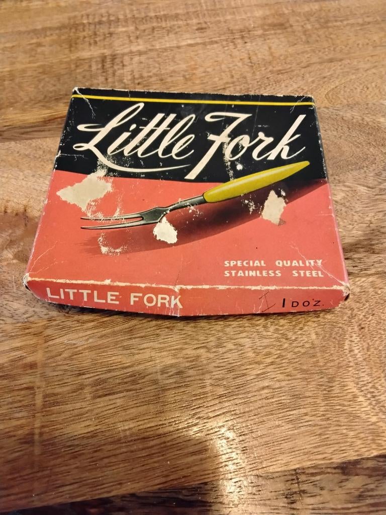 Vintage cocktail prikkers - Little Fork - RVS, Ophalen of Verzenden
