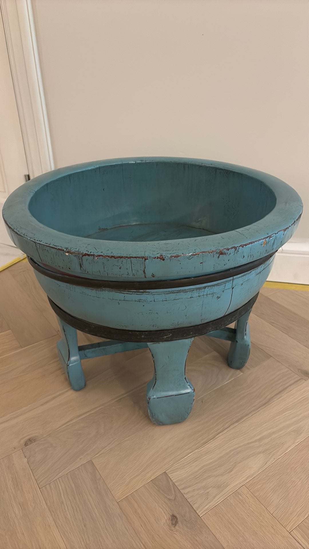 Decoratieve houten kuip op poten - turquoise, Ophalen