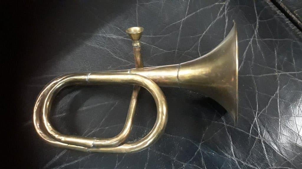 Leuk koperen Toeter trompet bugeltje Signaalhoorn, Ophalen of Verzenden, Gebruikt, Koperblazer