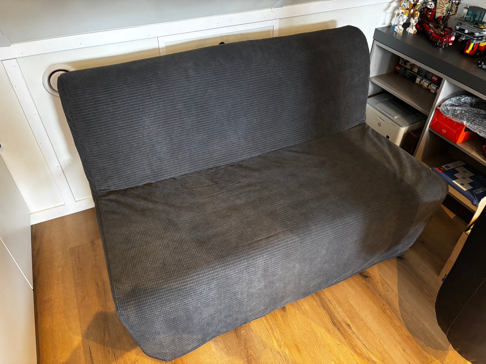 Ikea LYCKSELE LÖVÅS 2 pers, slaapbank, donkergrijs, Ophalen, Tweepersoons, Zo goed als nieuw, Grijs