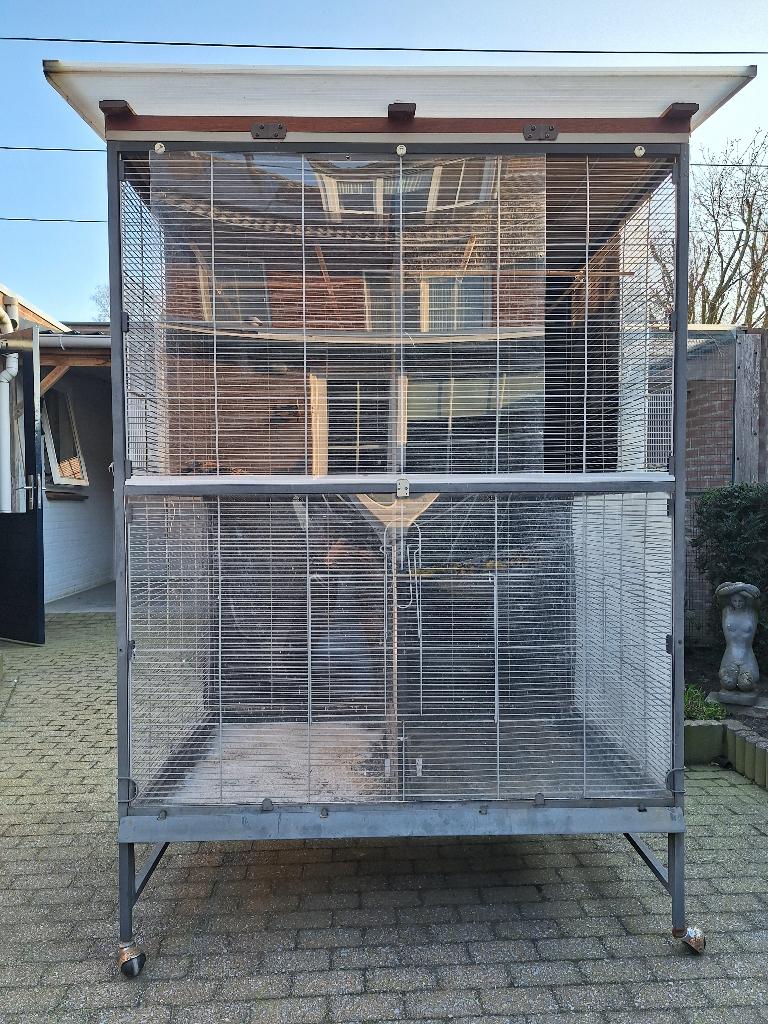 Vogelkooi met toebehoren, Dieren en Toebehoren, Ophalen, Gebruikt, Metaal, Vogelkooi
