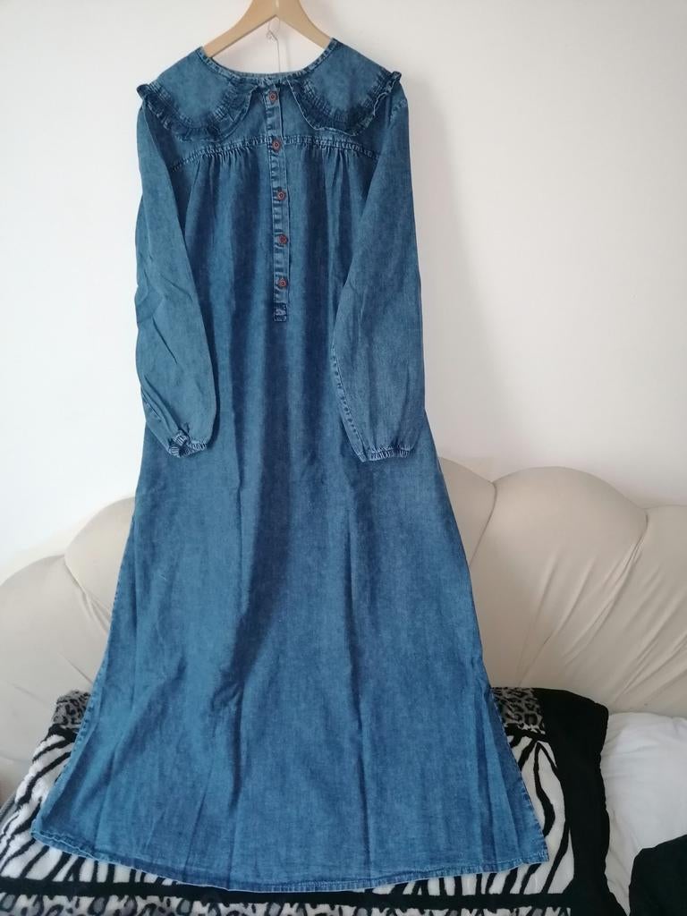 Lange spijkerjurk, abaya, jalaba,hijab,hijaab, sjaal, kaftan, Maat 38/40 (M), Blauw, Ophalen of Verzenden, Zo goed als nieuw