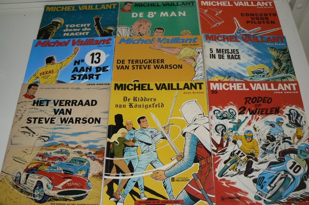 Verzameling van 19 Michel Vaillant albums. Ook losse verkoop, Meerdere stripboeken, Ophalen of Verzenden, Zo goed als nieuw, Jean Graton