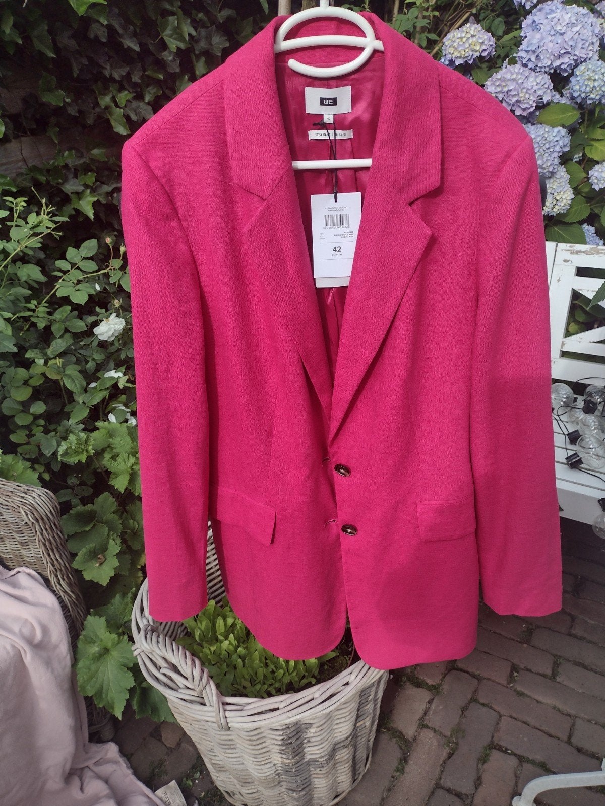 Nieuw WE linnen fuchsia roze colbert maat 42, Kleding | Dames, Jasjes, Kostuums en Pakken, Ophalen of Verzenden
