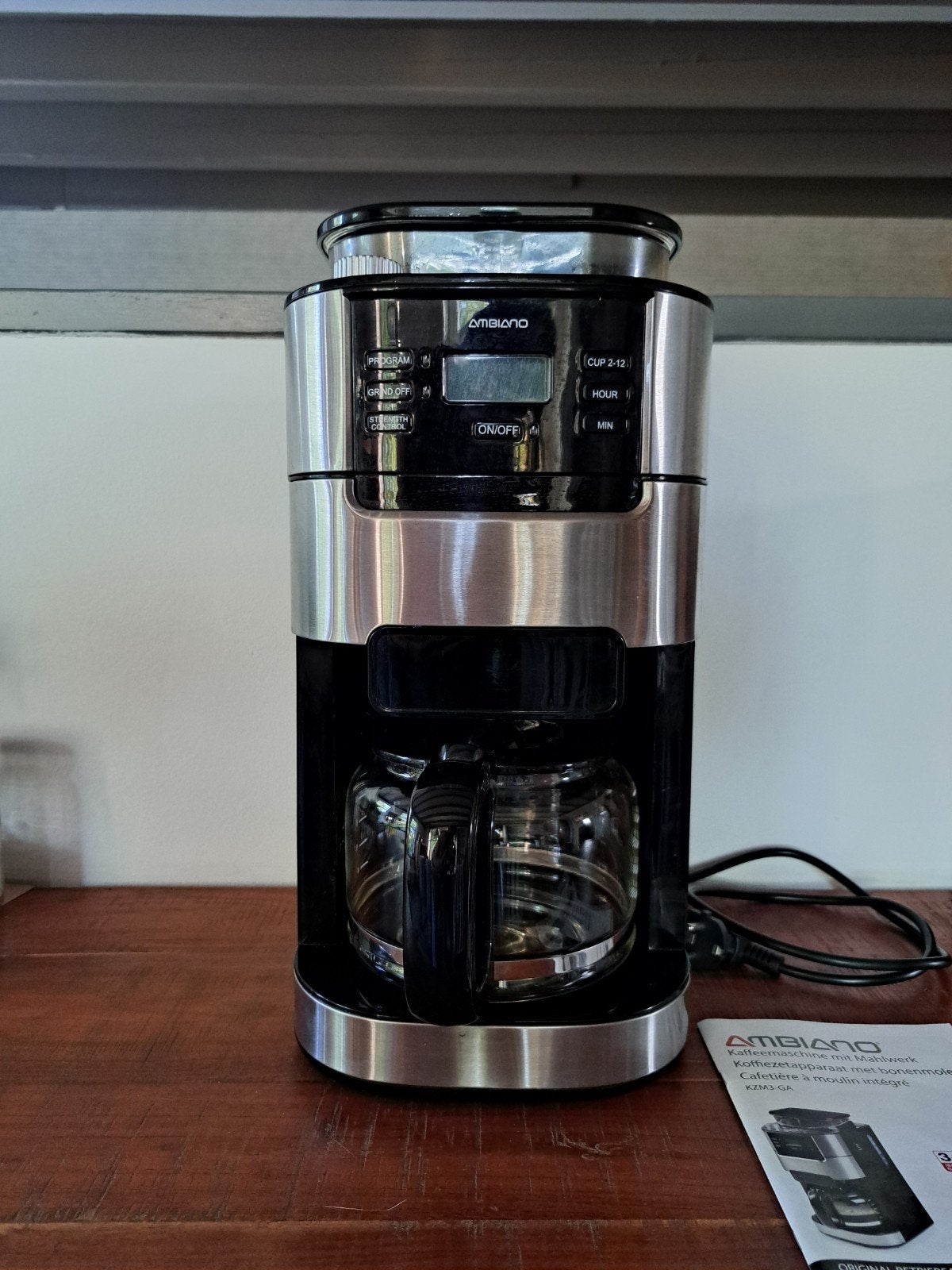 Ambiano koffiemachine met defecte bonenmolen, Witgoed en Apparatuur, Ophalen, 10 kopjes of meer, Koffiemachine, Gemalen koffie