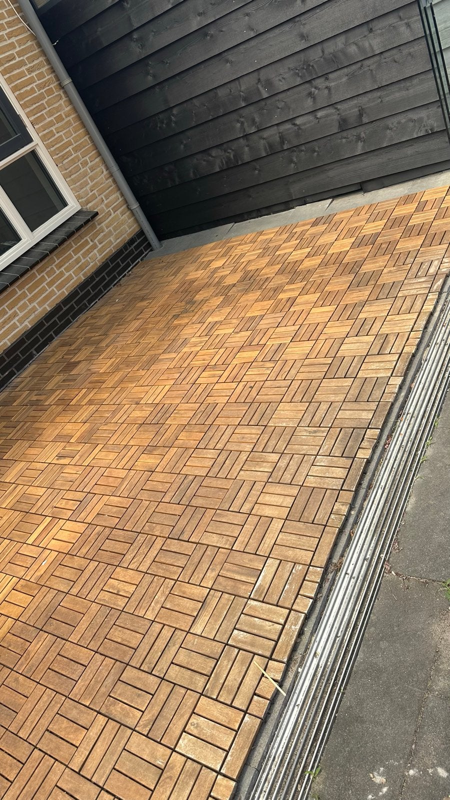 Houten terrastegels (kliktegels), Tuin en Terras, Ophalen, Gebruikt, Hout