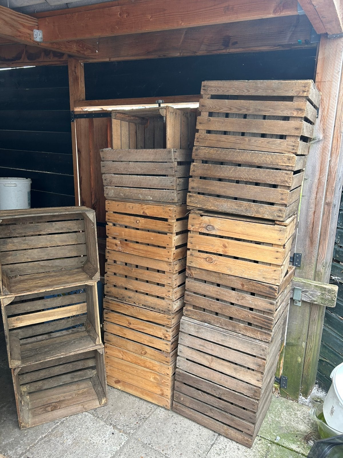 Partij van 20 blanco houten fruitkisten. B-keuze, Ophalen, Gebruikt, Minder dan 50 cm