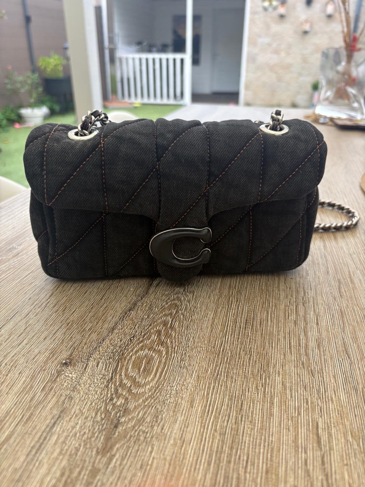 Coach Pillow Tabby 20 Schoudertasje Zwart Denim, Ophalen of Verzenden, Zo goed als nieuw, Zwart, Schoudertasje