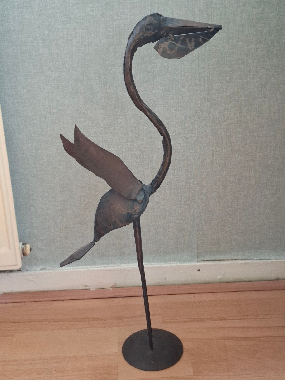Metalen Pelikaan Beeld, Ophalen of Verzenden, Zo goed als nieuw, Dier