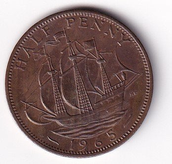 UK 1/2 Penny 1965 ruim Zeer Fraai met Diverse Muntkleuren, Verzenden, Overige landen, Losse munt