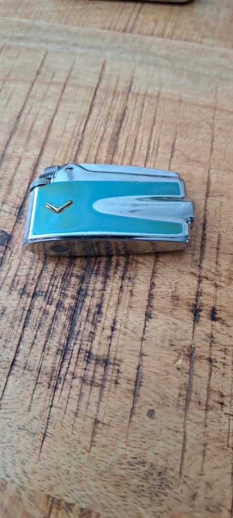 Ronson varaflame Vintage Aansteker - Turquoise en Chroom, Verzamelen, Ophalen, Gebruikt, Aansteker