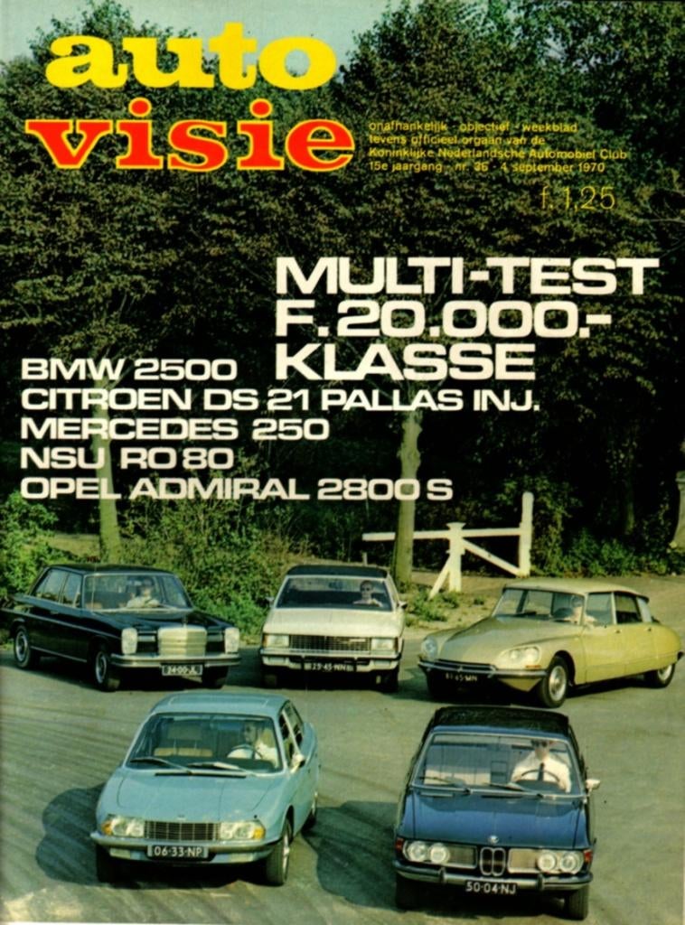 Autovisie test BMW 2500,DS Pallas,MB 250,RO 80,Opel Admiral, Ophalen of Verzenden, Gelezen, BMW