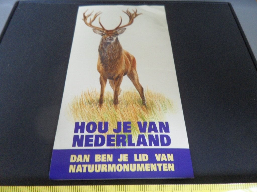 sticker Hou je van Nederland Natuurmonumenten Hert, Verzamelen, Ophalen, Zo goed als nieuw