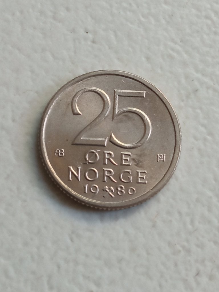 Noorwegen 25 ore 1980., Ophalen of Verzenden, Overige landen, Losse munt