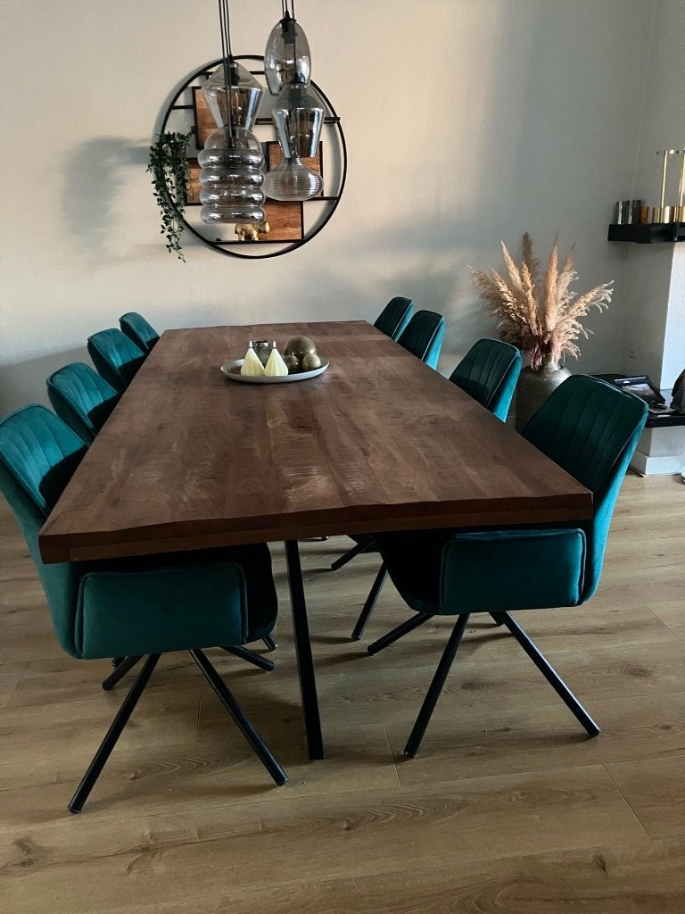 Mooie set! Eettafel en 8 stoelen, Ophalen, Gebruikt, Overige kleuren, Vijf, Zes of meer stoelen