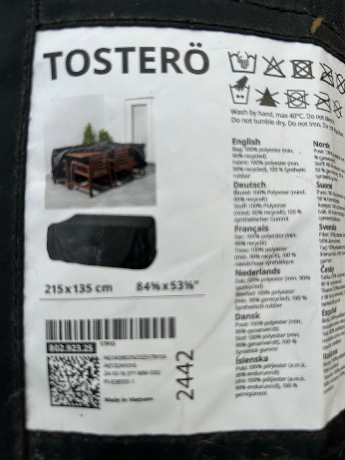 IKEA TOSTERÖ Tuinmeubelhoes 215x135 cm, Ophalen of Verzenden, Nieuw