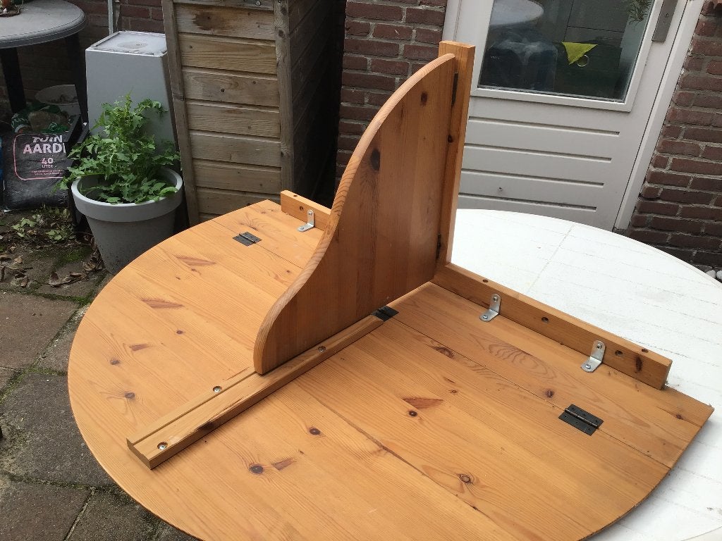 Halfronde inklaptafel, Huis en Inrichting, Ophalen, Gebruikt, 100 tot 150 cm, Overige vormen