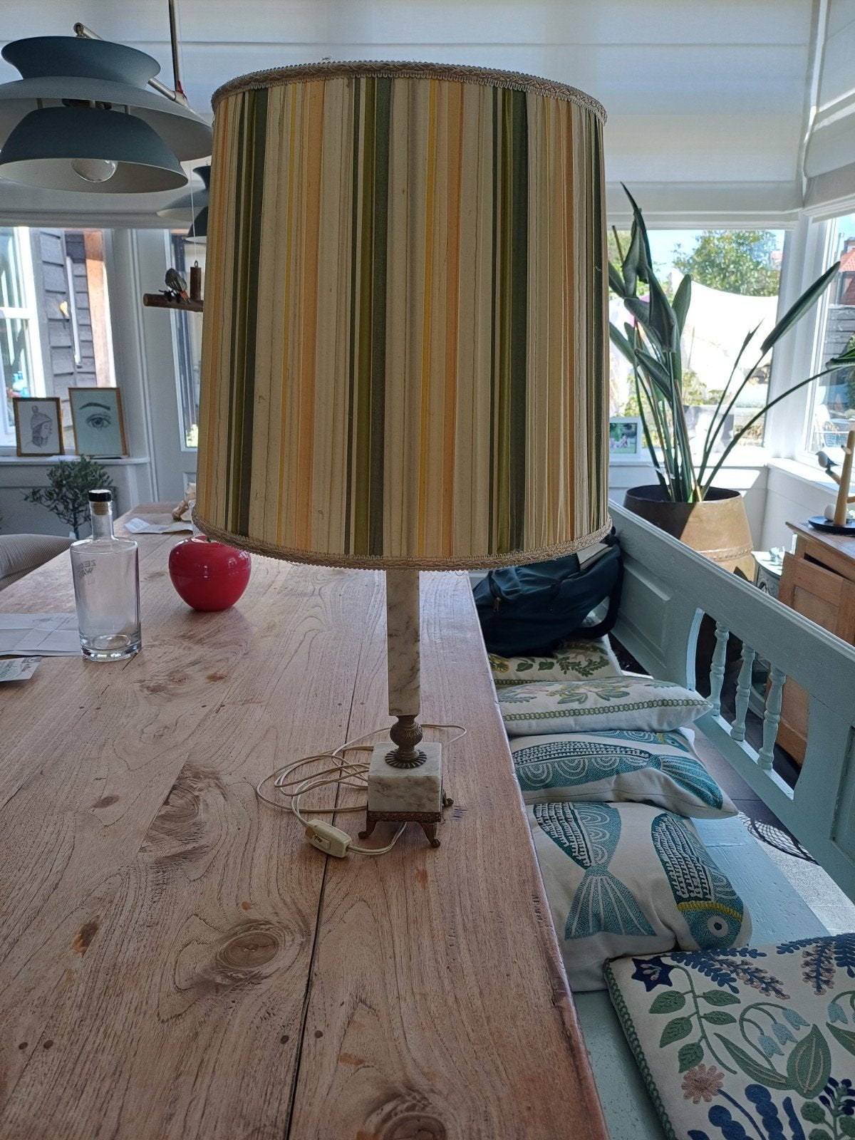 Antieke marmeren lamp met messing details, Ophalen