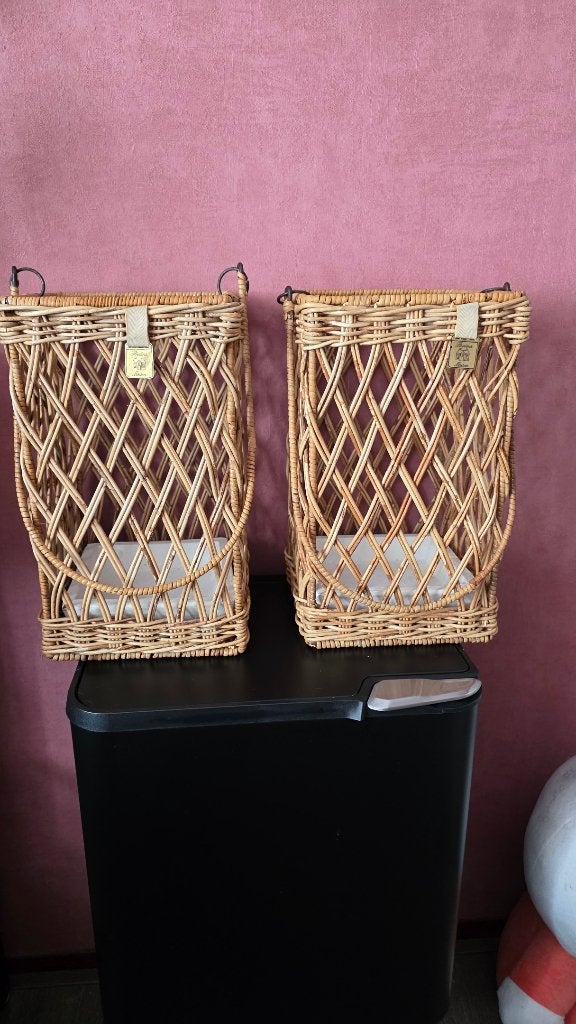 Riviera Maison🎀2 Hele Grote Rotan Windlichten🎀35,5x22cm, Huis en Inrichting, Woonaccessoires | Kandelaars en Kaarsen, Ophalen