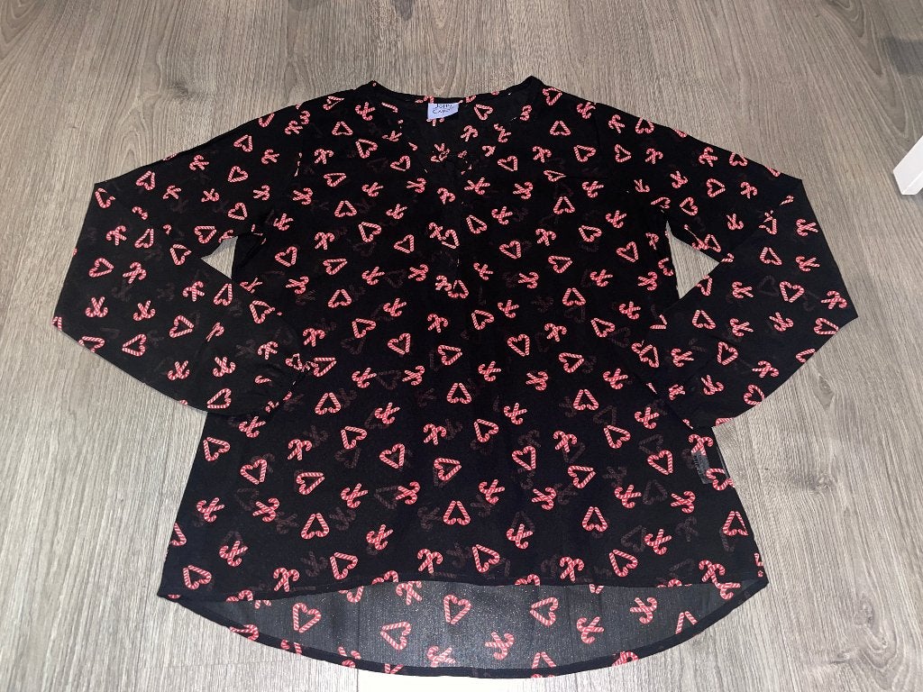 JOHN CABOT dames zwarte candy cane zuurstok top blouse mt S, Zwart, Ophalen of Verzenden, Zo goed als nieuw, John Cabot