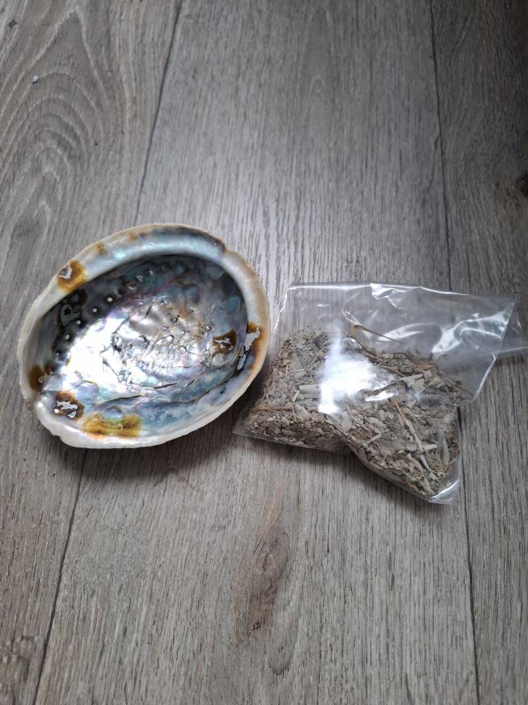 Abalone schelp met zakje salie, Ophalen of Verzenden, Nieuw