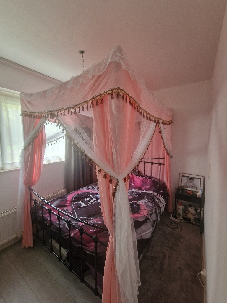 Hemelbed gordijnen, Overige kleuren, Tweepersoons, Zo goed als nieuw, 200 cm