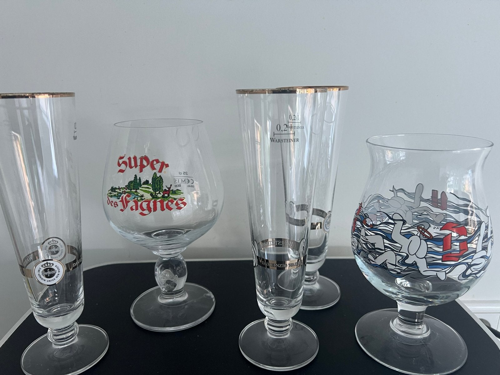 Diverse bierglazen - Super des Fagnes, Warsteiner en meer, Ophalen, Glas of Glazen, Gebruikt, Overige merken
