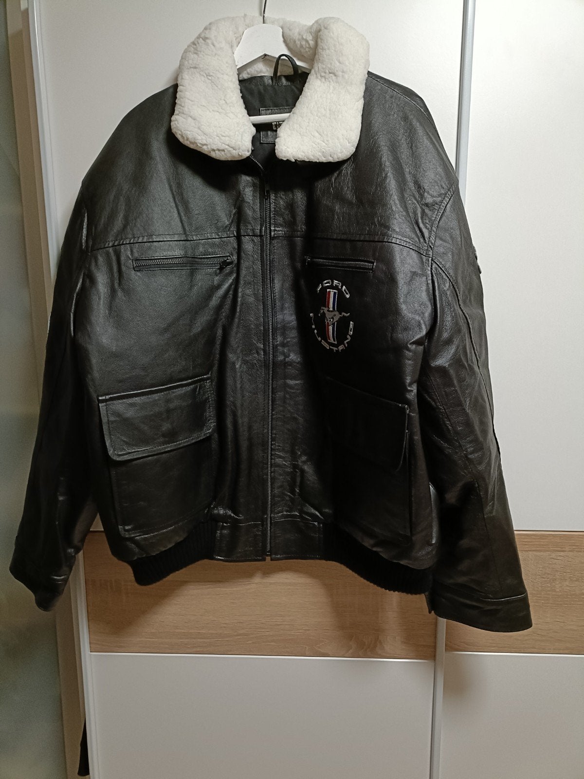 Lederen Ford Mustang jas Mt XL, Zwart, Kleding | Heren, Jassen | Winter, Ophalen, Zo goed als nieuw, Maat 56/58 (XL), Zwart